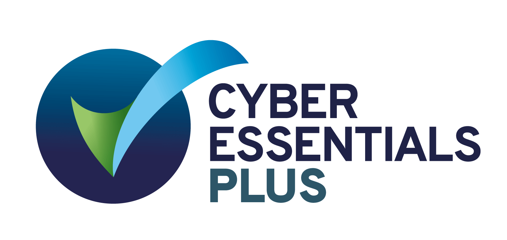 Cyber Essentials Plus logo with a blue checkmark in a green shield