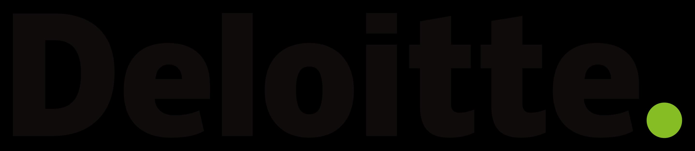 Deloitte logo with text and a green dot.