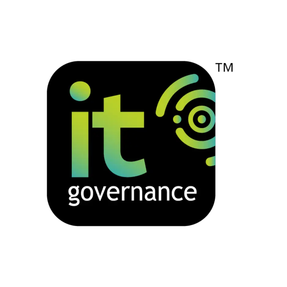 IT Governance logo with 'it' in green gradient and 'governance' below it, accompanied by a circular signal icon